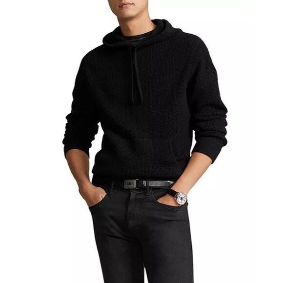 Polo Ralph Lauren Men’s Washable Cashmere Hooded Sweater Black Small $398 - Picture 1 of 11